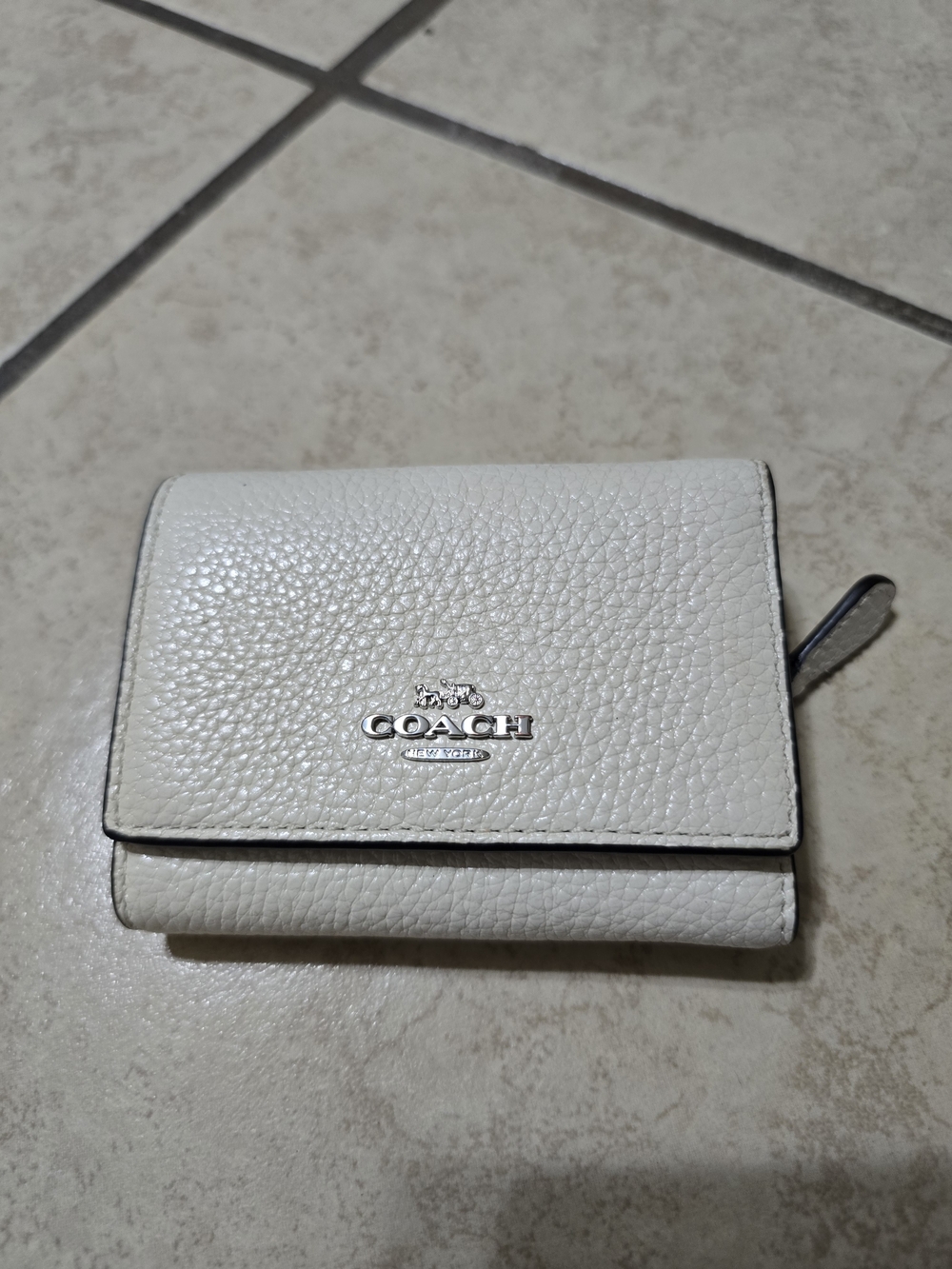 Coach White Pebbled Leather Small Wallet
